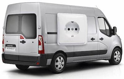 Bedrijfswagen met 230 volt voorziening